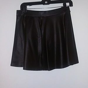Shiny Black Skater Skirt